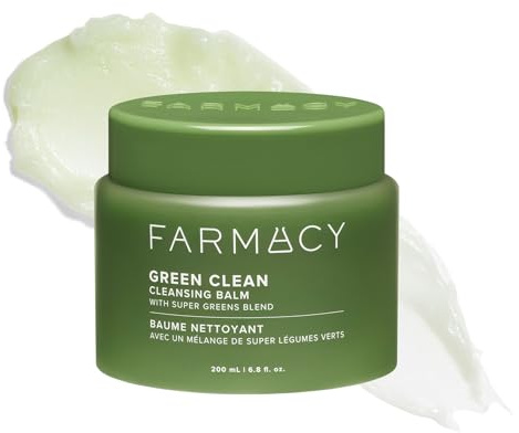Farmacy Make-up-Entferner, Reinigungsbalsam, grüner sauberer, wasserfester Make-up-Entferner und ölbasierter Reiniger, neu formulierter Doppelreiniger mit pflanzlichen Wachsen und upgecyceltem Moringa