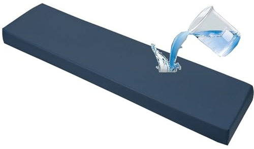 JORTUIO Bankkissen Bankauflage Outdoor Wasserfest Bankpolster Nach Maß Sitzkissen Sitzauflage Stuhlkissen Mit rutschfeste Abnehmbare,Dicke 5cm,für Fensterbank Garten Bank(Dark Blue,150x35x5cm)