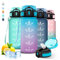 Gourde- 500ml- Gourde Enfant, Gourde Paille, Anti Fuite, Gourde Graduée pour 1 Journee, avec Marqueur de Temps, Gourde Reutilisable, Facile à Nettoyer, Bouteille d'eau pour Camping, Bureau, Voyage