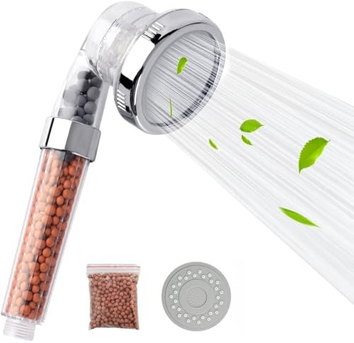 Shower Head with Beads and High Pressure Flow with 3 Modes, Water Saving & Filtration Spray for Home, Gym, Adults, Kids & Pets, for a Refreshing Shower Experience