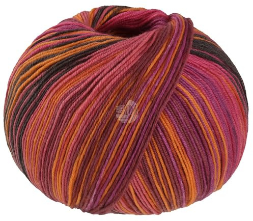 LANA GROSSA Meilenweit Seta Asia | Hochwertiges Sockengarn mit Seide | Handstrickgarn aus 55% Schurwolle (Merino), 25% Polyamid & 20% Seidenanteil | 100g Wolle zum Stricken & Häkeln, 420m Garn FB 3181