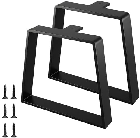 Zllzpzd Tischbeine Metall Schwarz Trapezförmig 15cm Möbelfüße Metall | Industriedesign für DIY Couchtisch, Schreibtisch, Nachttisch, Bank & Sideboard – Tischgestell mit Schrauben (2 Stück)
