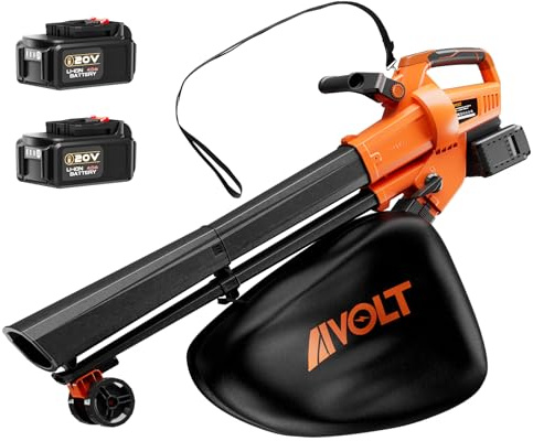 AIVOLT 40V Akku Laubbläser und Laubsauger, 3-in-1 Laubbläser mit 8000mAh Akku, Turbo-Boost (257 km/h, 17 m³/min), 15:1 Mulchfunktion, 40L Fangbeutel, mit Rädern & Schultergurt für Garten, Rasen