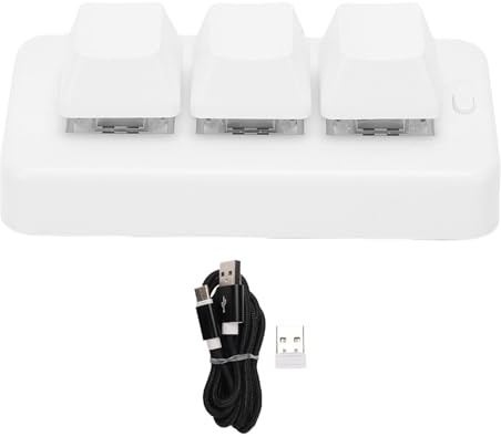 Asixxsix 3-Tasten-Tastatur, Kabellose Mechanische Gaming-Tastatur mit Kabelgebundener 2,4-G-Verbindung, Anpassbare Programmierbare Makrotastatur für PC-Gaming, Büroarbeit (White)