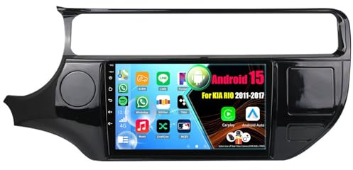 Android 15 Radio para KIA Rio 2011-2017 con Carplay Android Auto, Pantalla Táctil de 9 Pulgadas con GPS WiFi Bluetooth FM RDS(B,8Core(4+64GB))