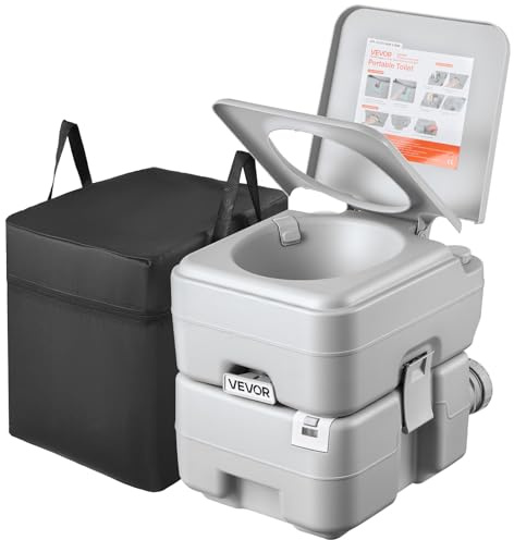 VEVOR Toilette da Campeggio Portatile con Scarico Toilette Portatile con Serbatoio di Scarico Rimovibile Capienza ca. 20 L, WC per Casa Camper Barca Escursionismo da Viaggio Serbatoio d'Acqua 12 L