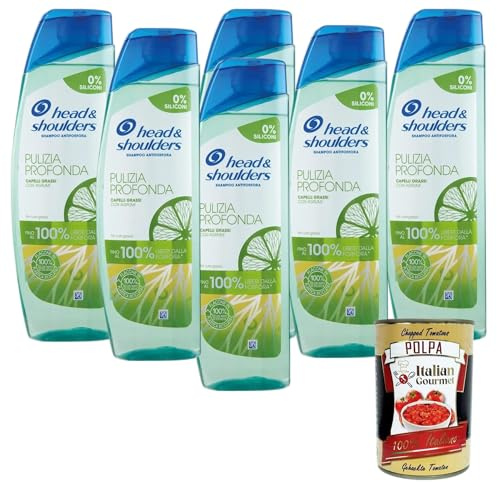 Italian Gourmet H&S Antiforfora Pulizia Profonda Shampoo für fettiges Haar, 0% Silikon, 6x250 ml+ Italian Gourmet Polpa 400gr