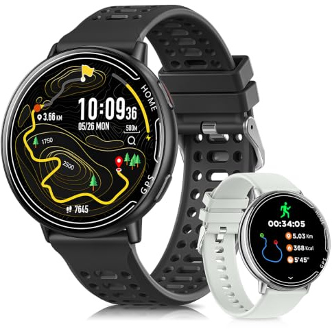 Rmana Reloj Inteligente Hombres con GPS, Smartwatch Hombre 1.39 Pantalla Táctil, Llamadas Bluetooth, Modos Deportivos, Pulsómetro, Medición Presión Arterial, Reloj Digital iOS/Android