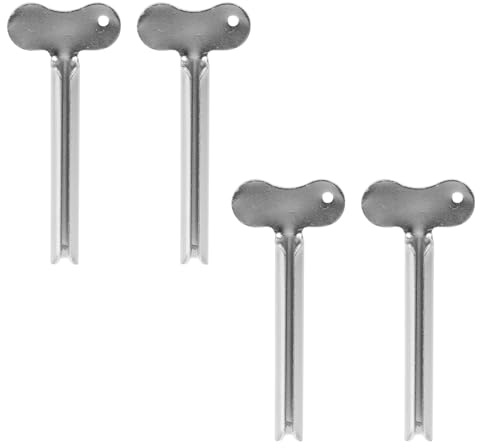 SOLUSTRE 4 Stück Edelstahl Tubenquetscher Silber mit Starker Struktur und Praktischem Design für Zahnpastatuben im Badezimmer
