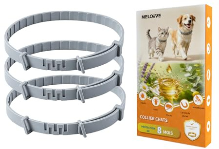 Meloive Collar Anti Pulgas y Garrapatas para Gatos, 3 Piezas