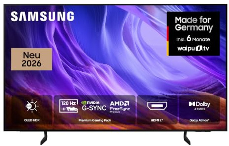 Samsung OLED S85H 4K 65 Zoll (163 cm), UHD Fernseher, OLED HDR, Premium Gaming Pack (NVIDIA G-SYNC & AMD FreeSync Premium) mit 120Hz, HDMI 2.1, Dolby Atmos, AI Companion für Fragen, Smart AI TV