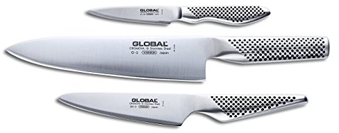 Set 3 cuchillos (G-2, cocinero, 20cm, GS-3, cocinero, 13cm, y GS-38, puntilla, 9cm) Global, G-2338