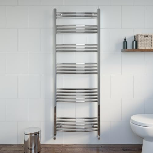 DuraTherm® 1600 x 600mm Curved Heated Towel Rail Radiator Modern Central Heating Bathroom Warmer Wall Mounted Ladder Rad, Polished Chrome