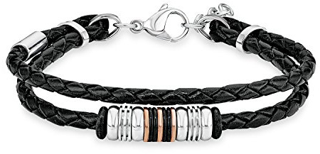 s. Oliver Herren-Armband Lederarmband Edelstahl Leder 22 cm - 540414