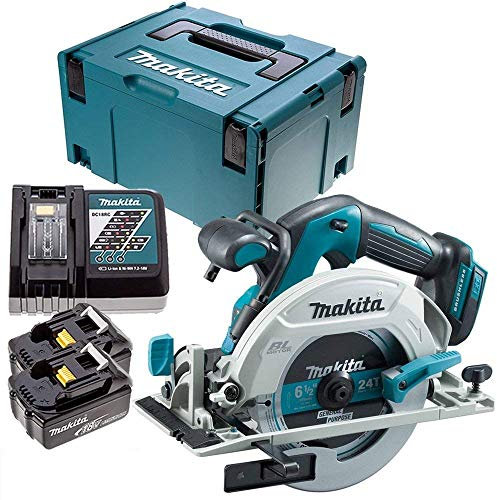 Makita DHS680Z 18V Brushless Circular Saw with 2 x 5Ah Batteries, Charger, Case & Inlay