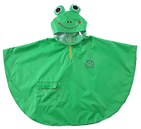 mama stadt Kinder Regenponcho Unisex Regencape Mädchen Jungen 100% Regensichere Regen Poncho Regenmantel Regenjacke Kinder Wasserdicht Atmungsaktiv, Frosch Grün/M (2-4 Jahre)