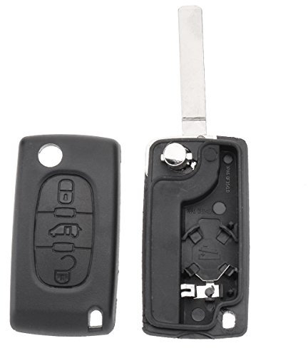 Viviance Voiture 3 Boutons Clés Fob Remove Case Shell avec Lame Compatible avec Peuge-ot 107 207 307 407 607 208 308 408 Compatible avec Citr-oen C2 C3 C4 C5 C6 C8 Berlingo Picasso