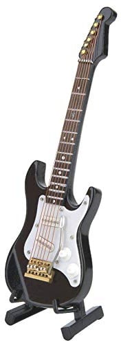 FTVOGUE Mini modèle de Guitare électrique de 14 cm avec Ornement de Maison de café de Support (Noir)