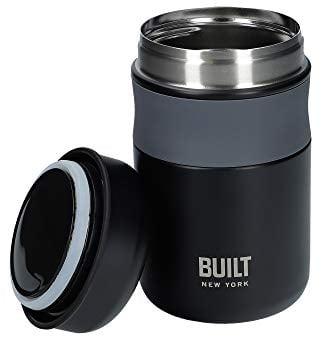 BUILT Food Flask, Vacuum Insulated Food Flask for Hot and Cold Foods, Double Wall Stainless Steel, 490ml, Black