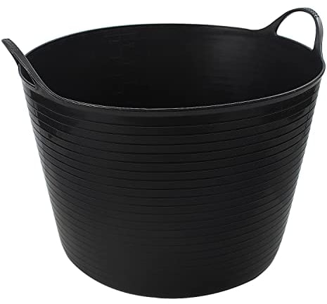 Builders Basket Tool Trug Flexible Flexi Box Garden Bucket Large Plastic Storage (ONE 42L BLACK PLASTIC TRUG)