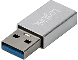 LogiLink USB 3.2 Gen1 Typ-C Adapter, USB-A (Stecker) zu USB-C (Buchse), Silber