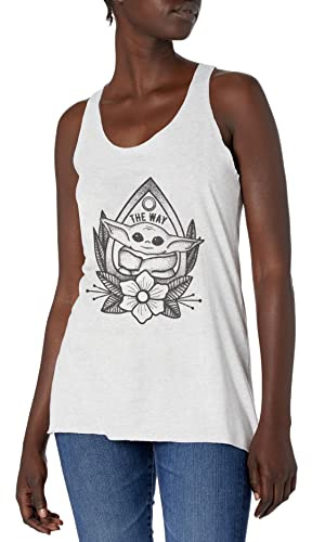 STAR WARS Mandalorian Planchette Child Women's Racerback Tank Top, White Heather, Medium