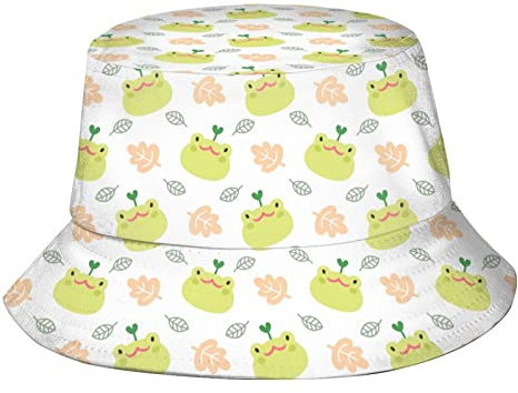 Fischerhut mit Frosch- und Fröschen-Motiv, niedlicher Cartoon-Musterdruck, für Männer, Frauen und Teenager, für Reisen, Strand, Sonne, Angeln, Golf