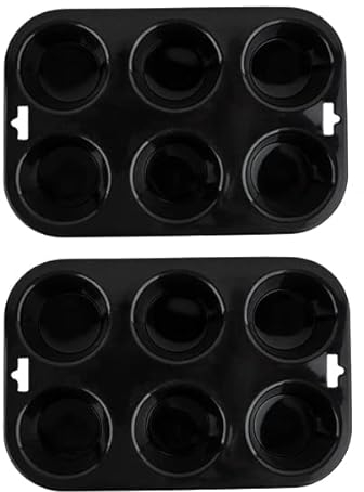 Selecto Bake 6 Cup Silicone Bun/Muffin Mould Cupcake Yorkshire Pudding Non-Stick Tray Baking Black Pack of 2