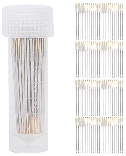 Nähnadeln Set, 100 Stück Kreuzstichnadeln mit Großer Öse, Metall, Nr. 22, mit Aufbewahrungsbox