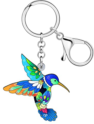 DALANE Acryl Kolibri Schlüsselanhänger Vogel Handtasche Auto Schlüsselanhänger Geschenke für Damen Mädchen Tasche Zubehör (Blau)