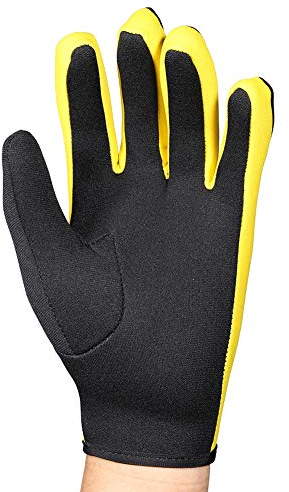 KIMISS 1 par de Guantes de Neopreno para Buceo, Surf, Natación, Pesca Submarina, Neopreno, Guantes de Buceo para Niños, Guantes para Deportes Acuáticos, Negro, Amarillo, S (Amarillo Negro)
