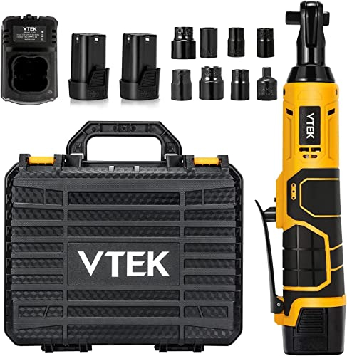 VTEK Chiave a cricchetto a batteria 3/8, chiave a cricchetto elettrica da 16,8 V, chiave a cricchetto per batteria elettrica da 40 piedi-libbre 400 giri/min