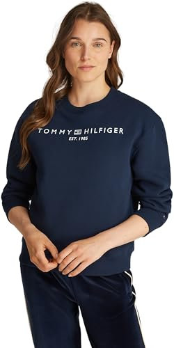 Tommy Hilfiger Damen Sweatshirt ohne Kapuze, Blau (Dark Night Navy), XS