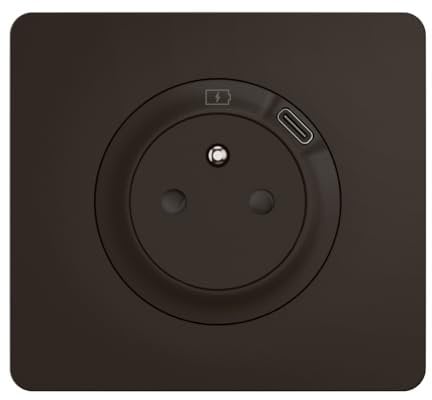 LEGRAND - Prise Electrique Murale avec Terre Céliane Surface avec Prise Chargeur USB 7,5W intégré + Plaque- Prise Affleurante avec Socle Rétractable - Noir