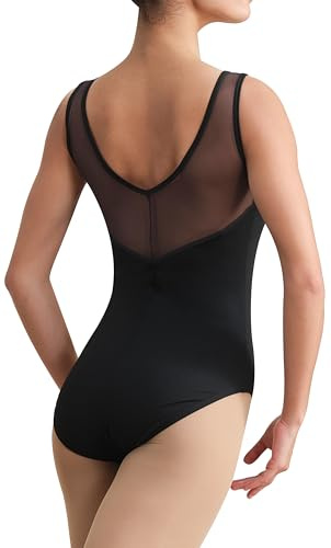 Hanebel Leotardos sin mangas para mujer, leotardo de ballet para adultos, Negro, Large