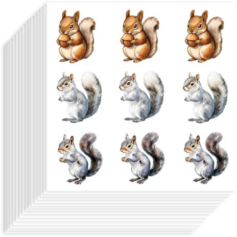 Hobbspring 180 Stück Selbstklebende Dekorative Papieraufkleber 90x90mm Wasserfest Eichhörnchen Aufkleber Eichhörnchen Tannenzapfen Tier Planer Aufkleber Für Scrapbook Tagebücher Karten Basteln Dekor