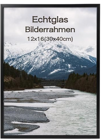 kollyseek Bilderrahmen 30x40 Schwarz Fotorahmen mit Glasscheibe Picture frame Posterrahmen Fotowand