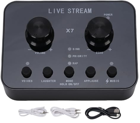 Cheotime Live Sound Card, Externe Live -Soundkarte Voice Changer mit Mehreren Soundeffekten für Laptop Voice Chating Videoaufnahme Live -Streaming