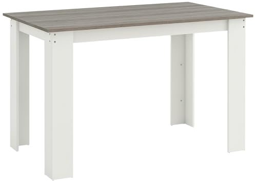 HOMCOM Mesa de Comedor para 4-6 Personas Mesa de Cocina Rectangular Estilo Moderno Carga 50 kg 120x69x75 cm Gris y Blanco