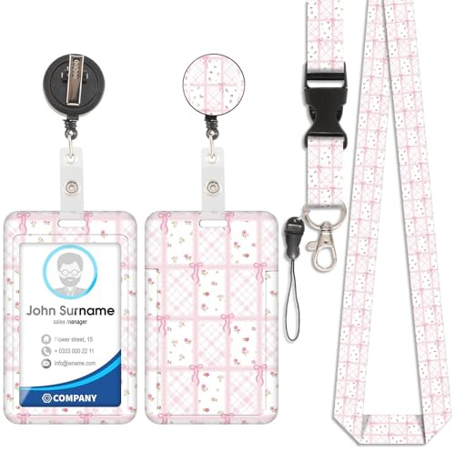 ID Badge Holder mit Lanyard, Modische Sliding Ausweishülle, Lanyard Kartenhalter mit Einziehbarem Clip, Kunststoffkoffer mit Abnehmbare Schnur, Vertikale Karte Schutz für Krankenschwester (Stil 7)