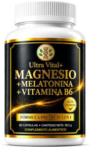 Melatonina 1,8mg para Dormir, Bisglicinato de Magnesio B6, 90 Cáps Veganas | Melatonina para conciliar el sueño antes, con Magnesio Bisglicinato quelado y Vitamina B6. 1 cápsula vegana al día, 90 noches
