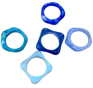 KHZen 5 Stück handgefertigte Acryl Ringe mit Farbverlauf, marmoriert, einzigartige Ombres Designs, stapelbarer Komfort Schmuck, Geschenk für Frauen, Acryl Ombres Ringe Set