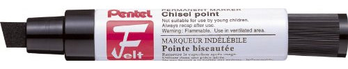 Pentel Jumbo Felt Pen, Large Chisel tip, Black permanent ink, 1 pack of 6 markers