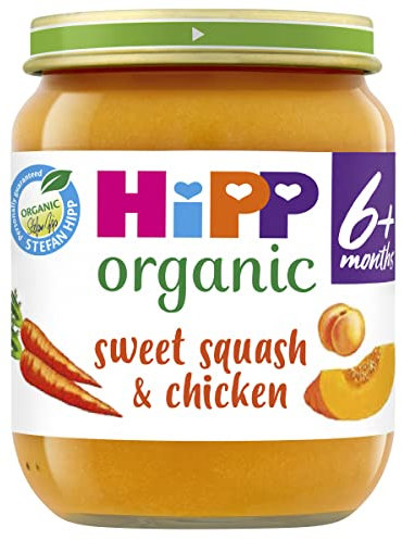 HiPP Organic Sweet Squash & Chicken Baby Food Jar 6+ Months 125g (Pack of 6)