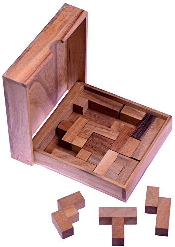 Square Puzzle - Pentomino Puzzle - Lernspiel - Denkspiel - Knobelspiel - Geduldspiel - Logikspiel aus Holz