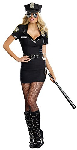 Dreamgirl Dirty Cop Officer Anita Bribe, Black, Extra Large