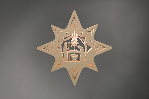 Fensterbild Christi Geburt Höhe ca 31 cm NEU Bild Stern Maria Josef Geburt Motivleuchte Lichtbogen Schwibbogen Holz Erzgebirge Beleuchtung Weihnachten Geschenke Weihnachtsmann Weihnacht Stern