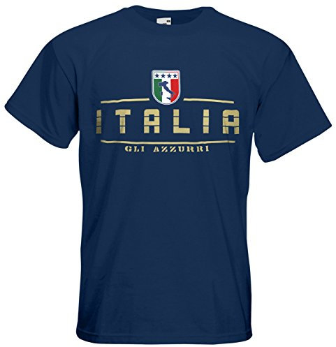 Italien T-Shirt Italia Fanshirt Nation Trikot WM EM Navyblau L