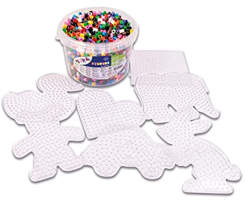 Playbox - Maxi-Bügelperlen-Set, Perlen mit Steckplatten und Eimer - Basteln Kreativ