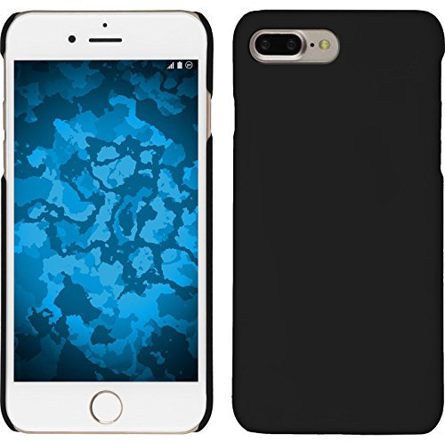 PhoneNatic Case kompatibel mit Apple iPhone 7 Plus / 8 Plus - Hülle schwarz gummiert Hard-case + 2 Schutzfolien